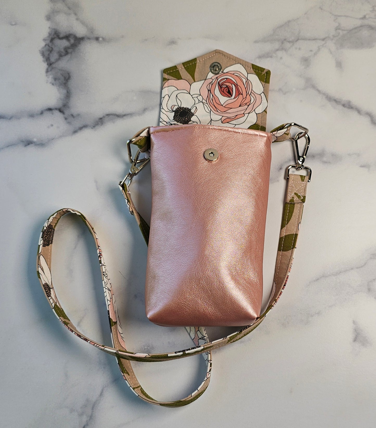 Blush Faux Leather Cell Phone Crossbody
