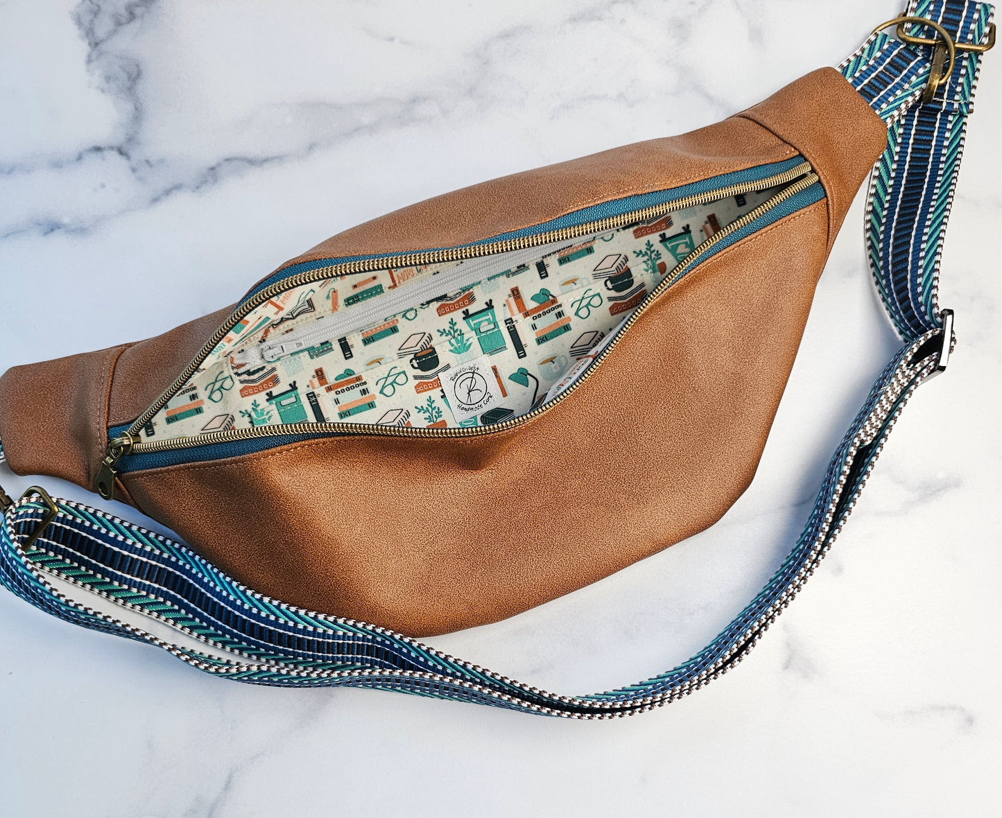 Brown Faux Leather Bum Bag - Bookish Edition