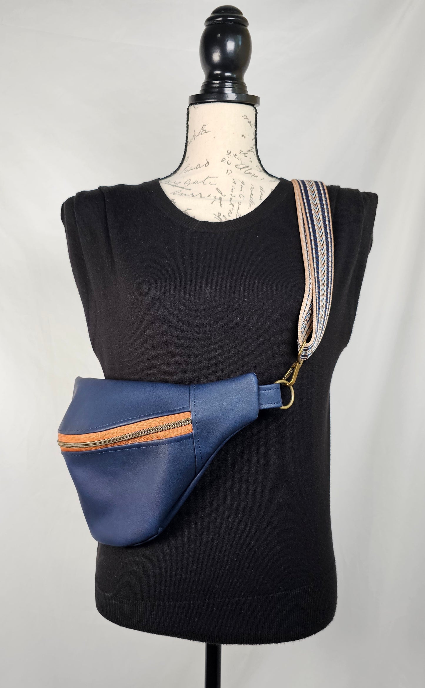 Navy Faux Leather Bum Bag