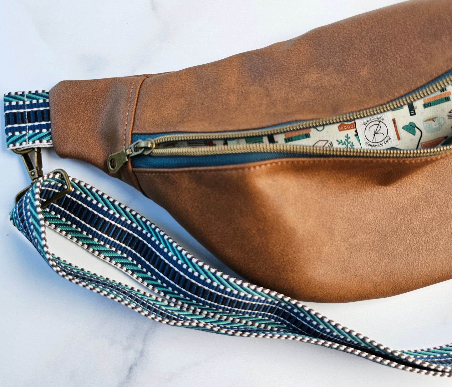 Brown Faux Leather Bum Bag - Bookish Edition