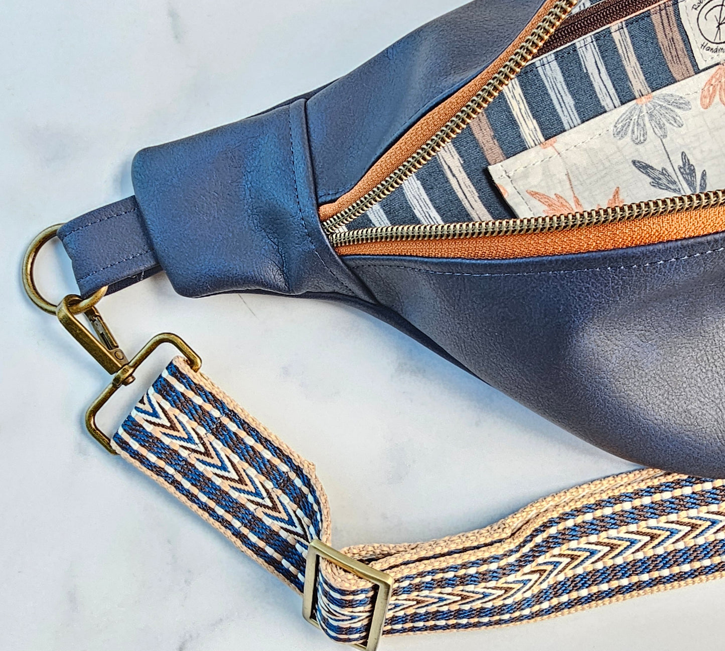 Navy Faux Leather Bum Bag