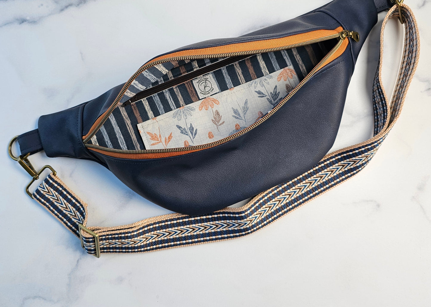 Navy Faux Leather Bum Bag