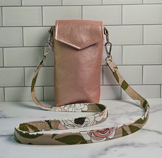 Blush Faux Leather Cell Phone Crossbody