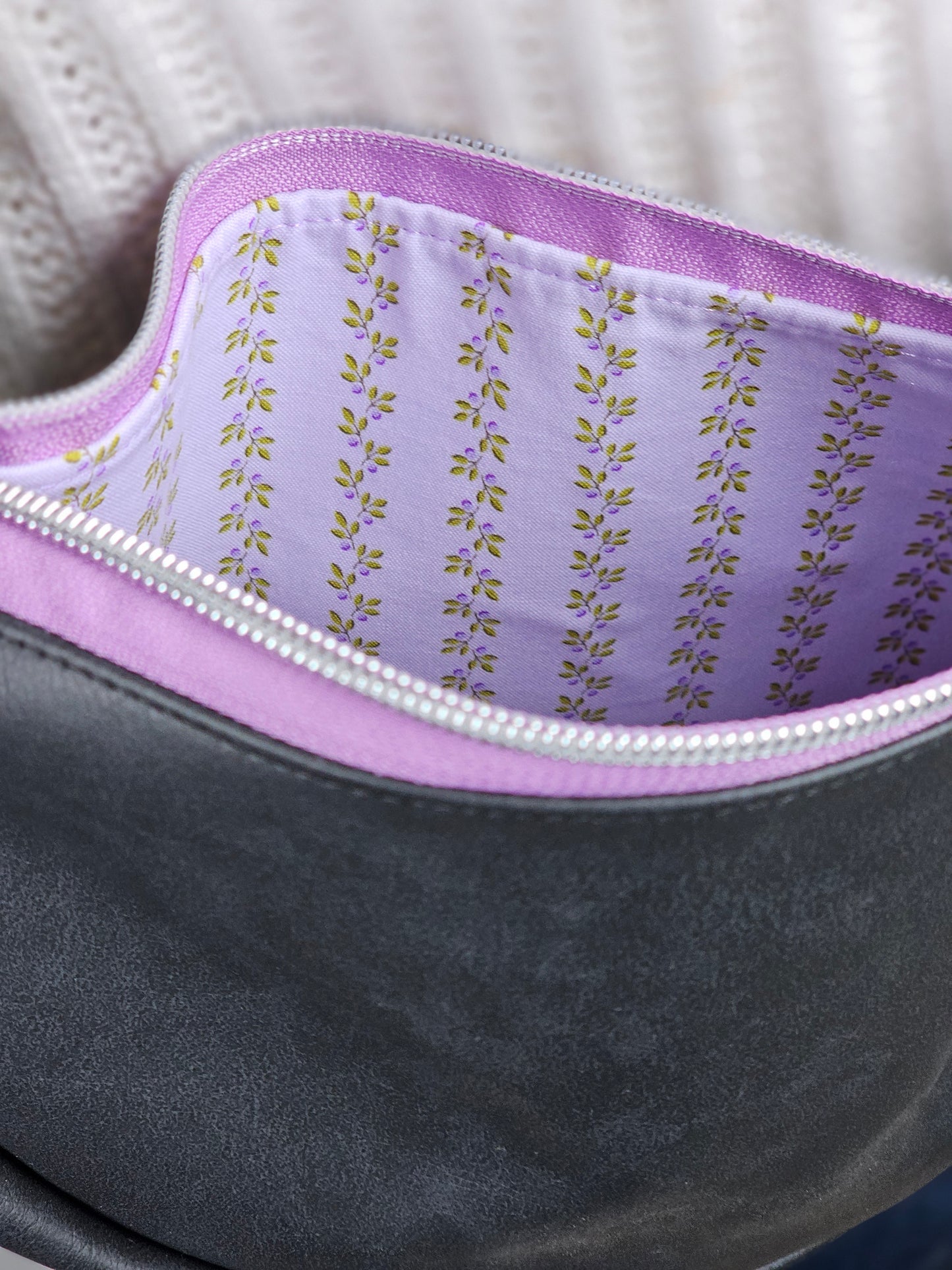 Large Crescent Crossbody - Black Faux Leather