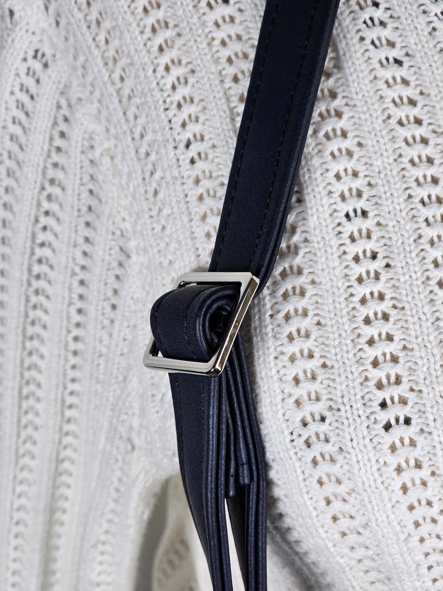 Coral & Navy Argyle Cork Fold-Over Bag with Navy Faux Leather & Silver Hardware