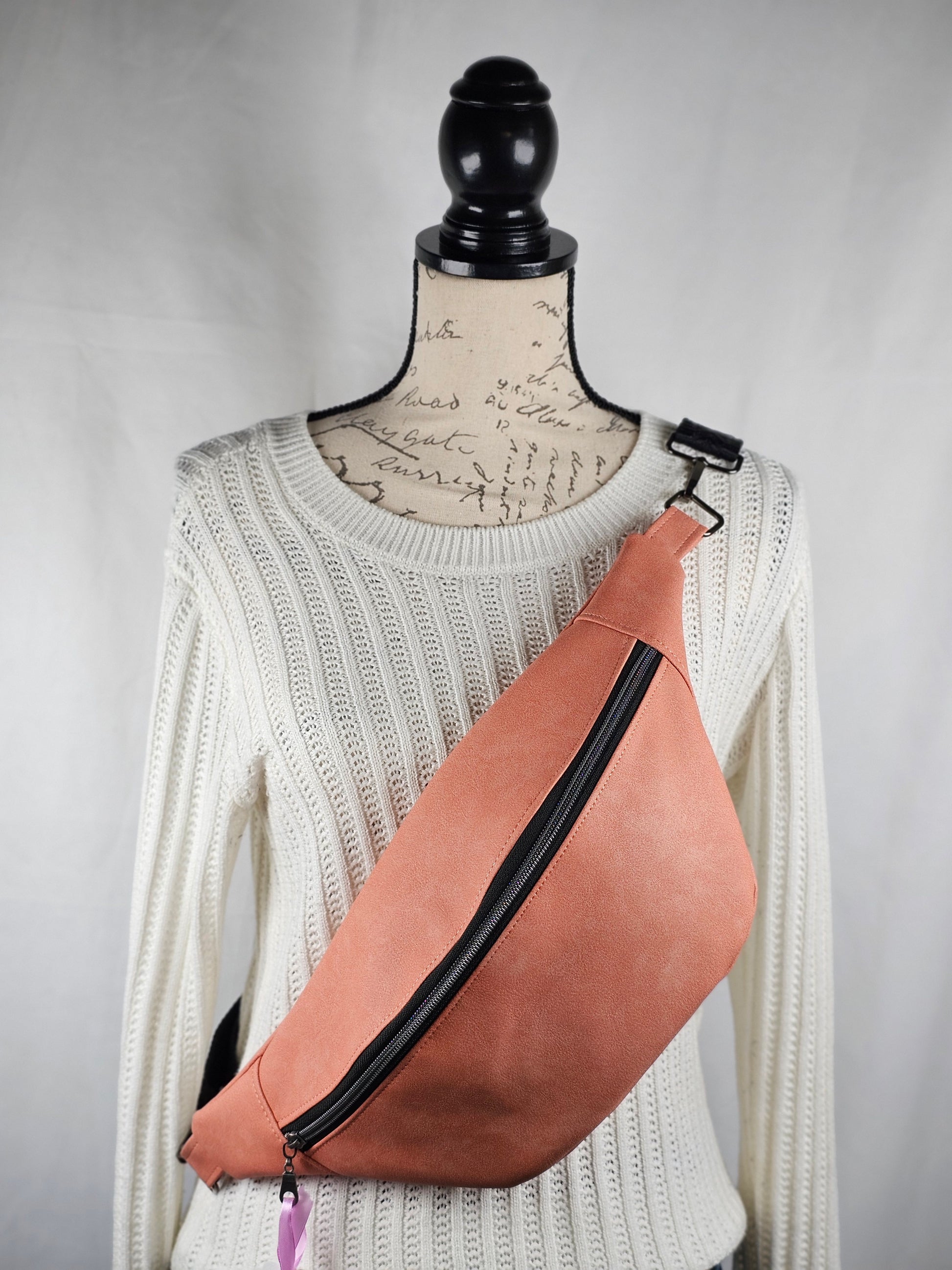 Pink faux leather large bum bag crossbody style