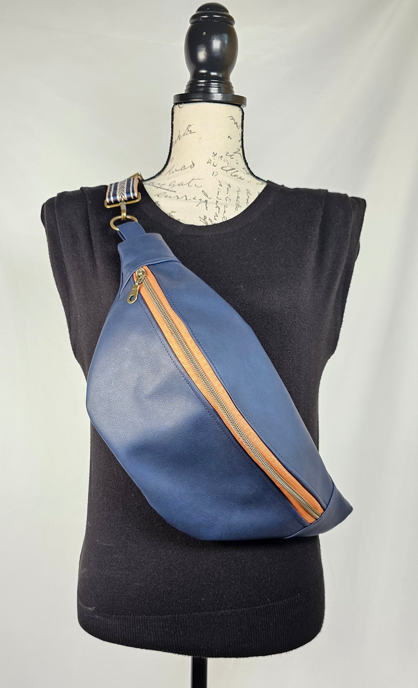 Navy Faux Leather Bum Bag